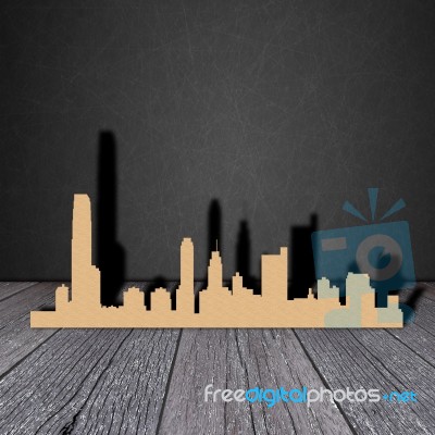 Paper City On Wood Stock Image