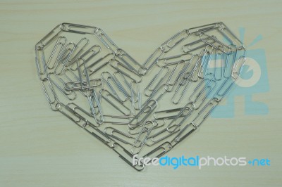 Paper-clips In Heart Shape Stock Photo