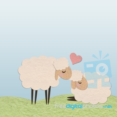 Paper Craft Sheep Falling Love Stock Image