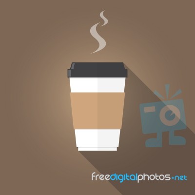 Paper Cup Of Coffee Flat Design Stock Image