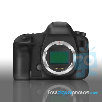 Paper Cut Of Black Slr Digital Camera Isolated Is Body Icon Stock Image