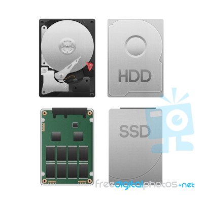 Paper Cut Of Hard Disk Drive Vs Ssd Isolated Is Data Storage Stock Image