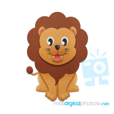 Paper Cut Of Lion Cartoon Is Cute Design For Illustration Stock Image