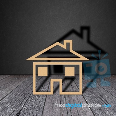 Paper House On Wood Stock Image