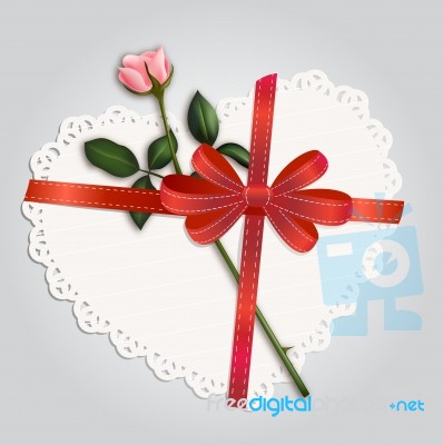 Paper Lace Heart And Rose Stock Image