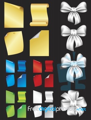 Paper Note Set And Bow Set Stock Image