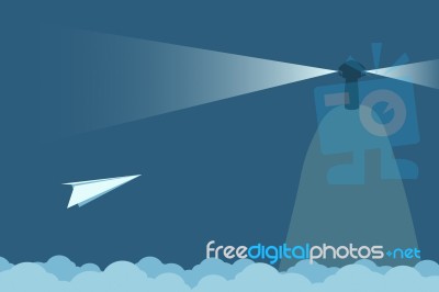 Paper Plane And Light House Stock Image