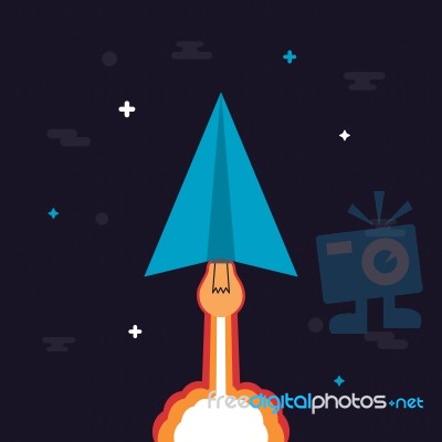 Paper Plane And Lightbulb Engine Stock Image