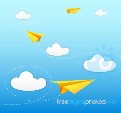 Paper Plane On Sky Stock Image