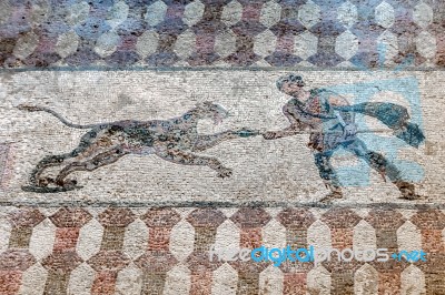 Paphos, Cyprus/greece - July 22 : Ancient Mosaic Near The House Stock Photo