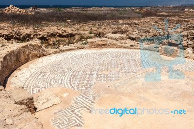 Paphos, Cyprus/greece - July 22 : Ancient Mosaic Near The House Stock Photo