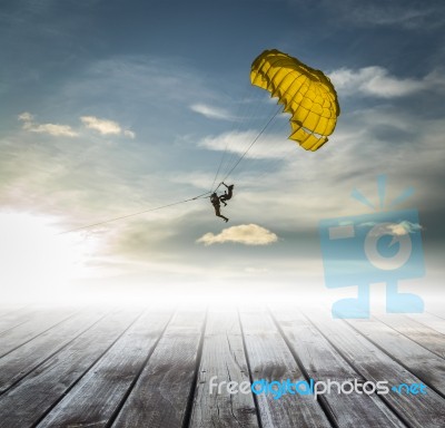 Parachute On The Sky, Road To Success Stock Photo