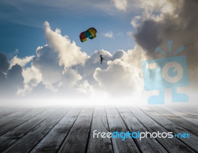 Parachute On The Sky, Success Concept Stock Photo