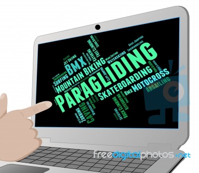 Paragliding Word Shows Wordcloud Paraglider And Parashute Stock Image