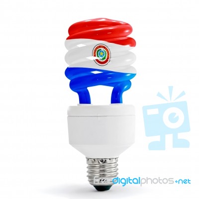 Paraguay Flag On Eco Lamp Stock Photo