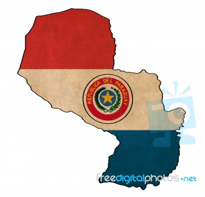 Paraguay Map On  Flag Drawing ,grunge And Retro Flag Series Stock Image