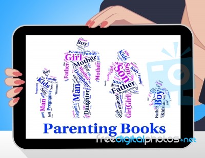 Parenting Books Indicates Mother And Child And Father Stock Image