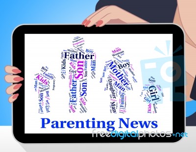 Parenting News Indicates Mother And Baby And Article Stock Image