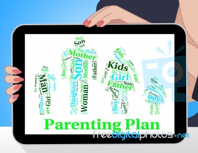 Parenting Plan Shows Mother And Child And Agenda Stock Image