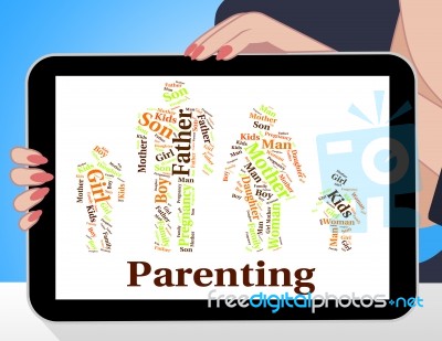 Parenting Words Indicates Mother And Baby And Child Stock Image