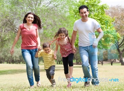 Parents With Two Kids Stock Photo