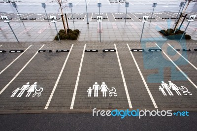 Parking Space For Family With Baby Stock Photo