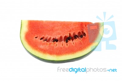 Part Of Red Watermelon On White Background Stock Photo