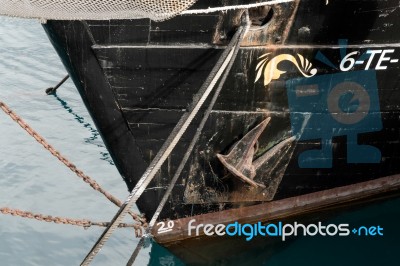 Partial View Of A Yacht Moored In Los Christianos Harbour Teneri… Stock Photo