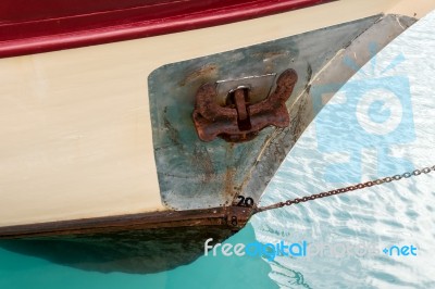 Partial View Of A Yacht Moored In Los Christianos Harbour Teneri… Stock Photo