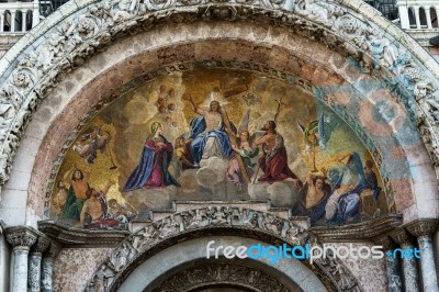 Partial View Of Saint Marks Basilica Venice Stock Photo