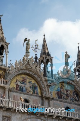 Partial View Of Saint Marks Basilica Venice Stock Photo