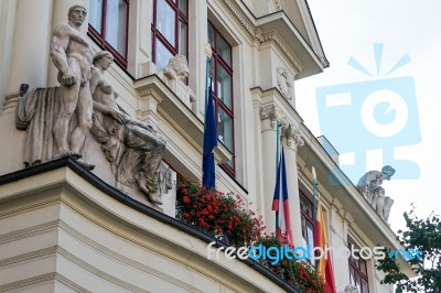 Partial View Of The City Hall In Prague Stock Photo