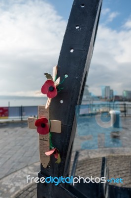 Partial View Of The Merchant Seafarers' War Memorial In Cardiff Stock Photo