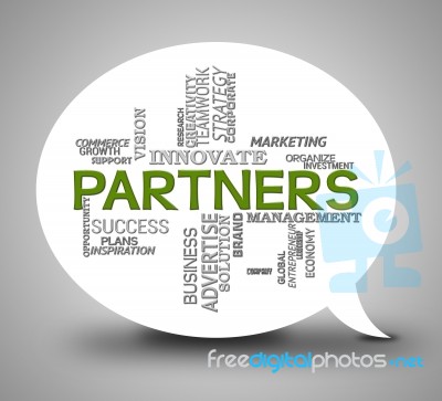 Partners Bubble Represents Team Work And Dialog Stock Image