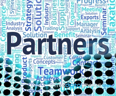 Partners Word Indicates Working Together And Cooperation Stock Image