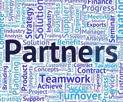 Partners Word Means Working Together And Cooperation Stock Image