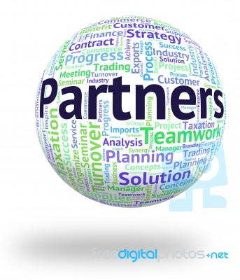 Partners Word Shows Working Together And Group Stock Image