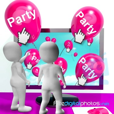 Party Balloons Represent Internet Parties And Invitations Stock Image