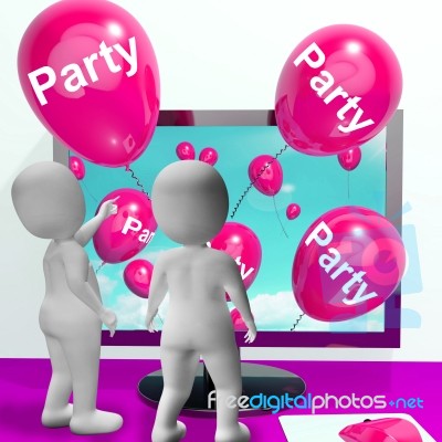 Party Balloons Represent Online Parties And Invitations Stock Image