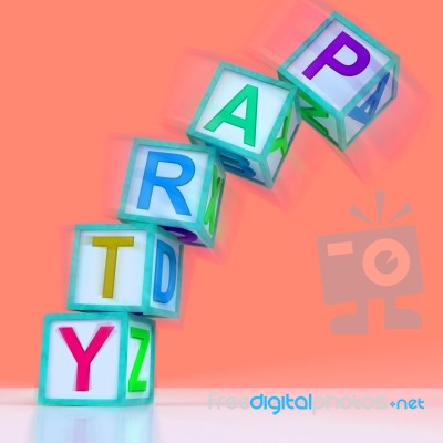 Party Letters Mean Celebration Event Or Socializing Stock Image