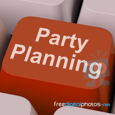 Party Planning Key Shows Celebration Organization Online Stock Image