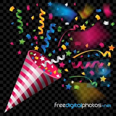 Party Popper For Celebration On Transparent Background Stock Image