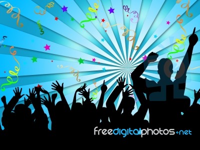 Party Silhouettes Shows Disco Dancing And Celebration Stock Image