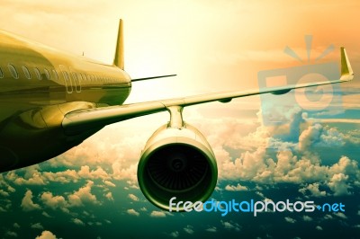 Passenger Jet Plane Flyin Above Cloud Scape Use For Aircraft Tra… Stock Photo