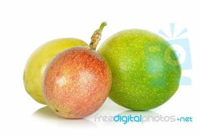 Passion Fruit Isolated On The White Background Stock Photo