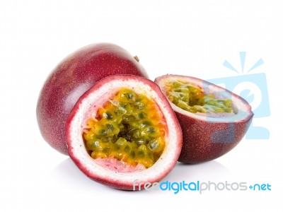 Passion Fruit Isolated On The White Background Stock Photo