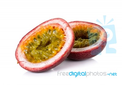 Passion Fruit Isolated On The White Background Stock Photo