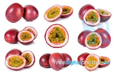 Passion Fruit Isolated On The White Background Stock Photo