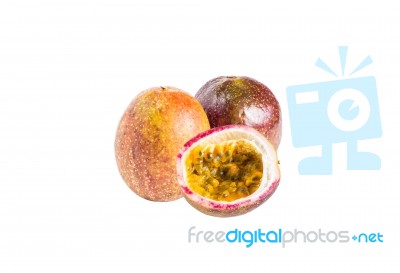 Passion Fruit Isolated On White Background Stock Photo