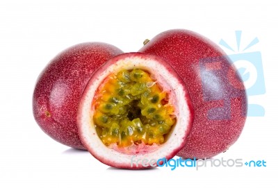 Passion Fruit Isolated On White Background Stock Photo